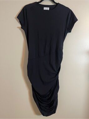 Meshki Dress Womens XXL Black Ruched Little Black Mini Minimalist Chic LBD